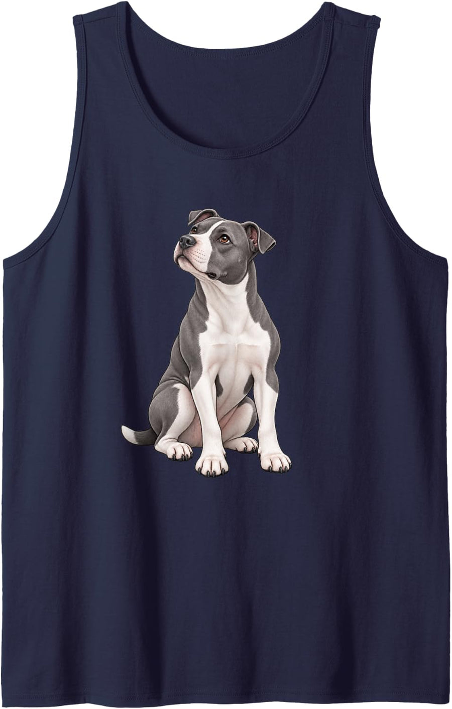 Moms Blue Pittie American Staffordshire Pit Bull Terrier Dog Sleeveless Tank Top - Navy Blue