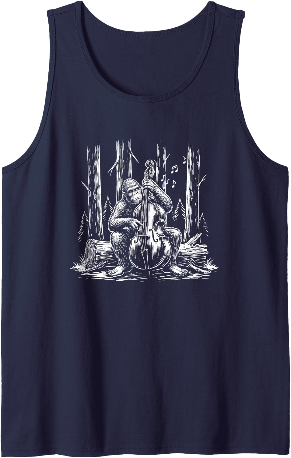 Bass Sasquatch Upright Bassist Grooves Bluegrass Bigfoot Sleeveless Tank Top - Navy Blue