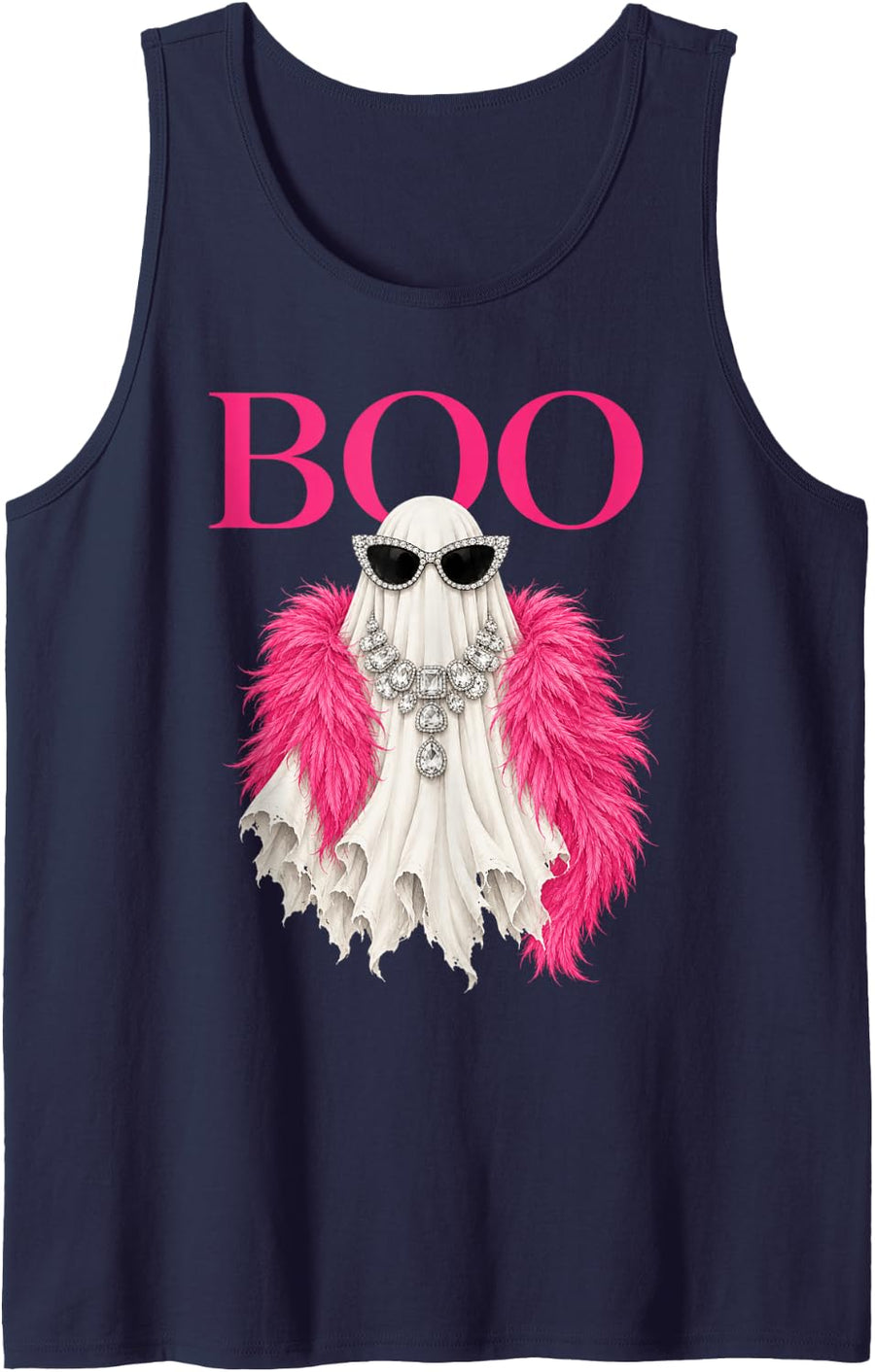 Gifts Women Spooky Season Luxury Boo Ghost Halloween Tank Top - Navy Blue