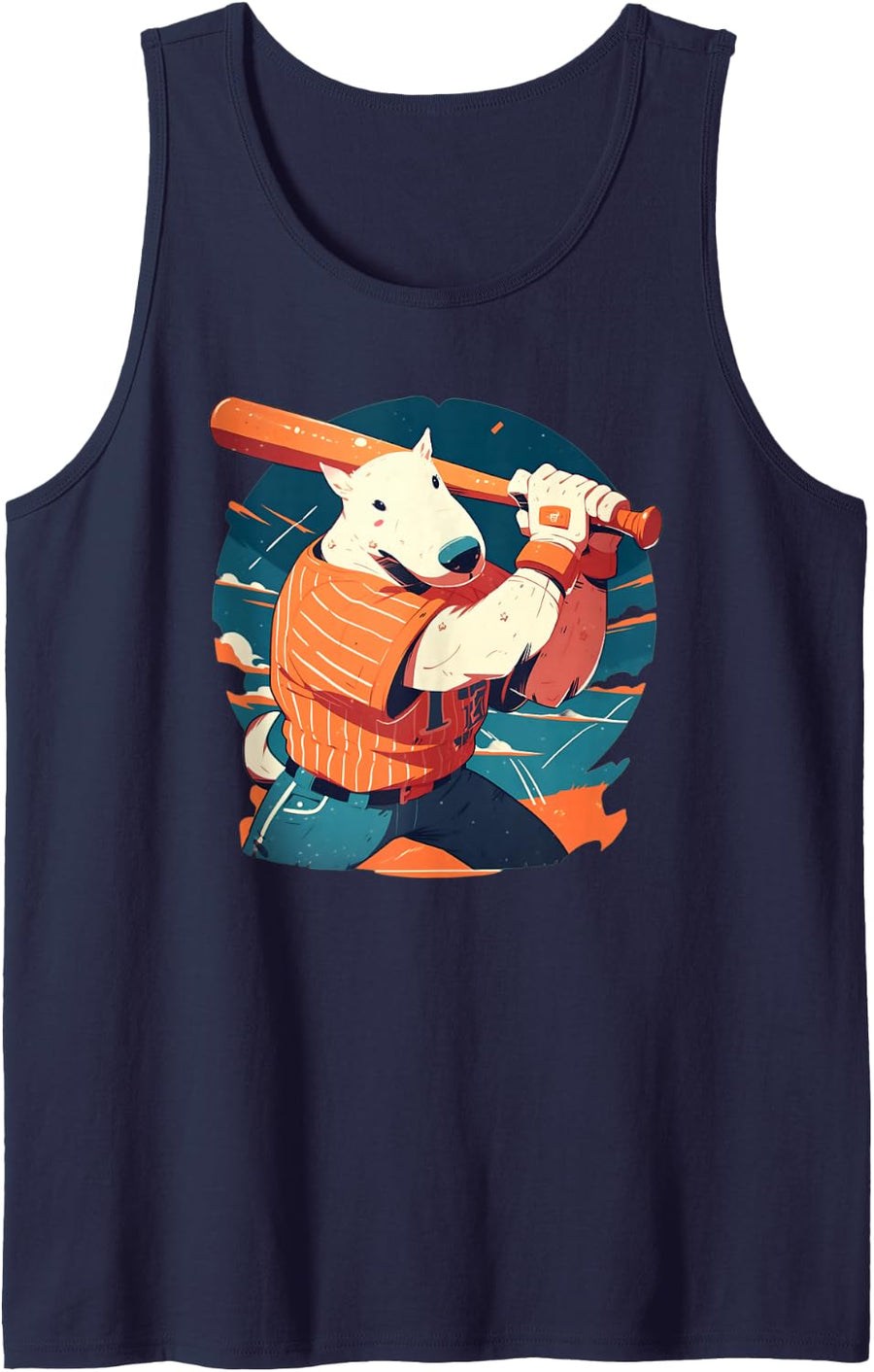 Bull Terrier Baseball Player Dog Lover Owner Walker Trainer Sleeveless Tank Top - Navy Blue