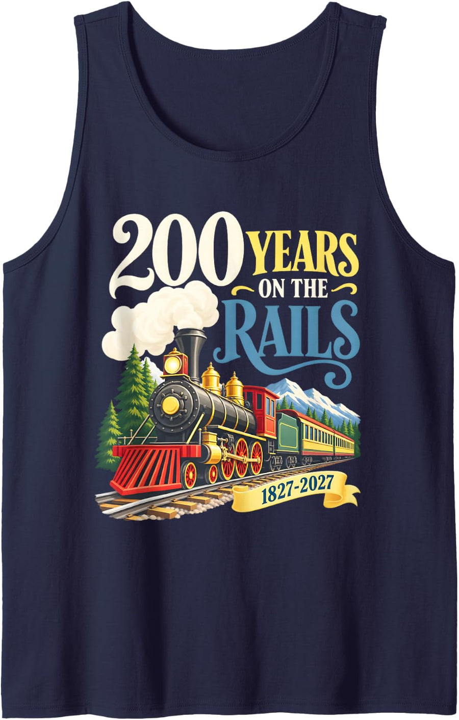 Railroading 200 Years On The Rails 1827 2027 Sleeveless Tank Top - Navy Blue
