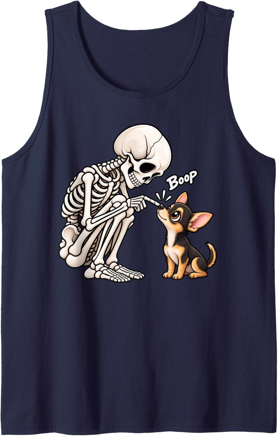 Funny Skeleton Chihuahua Boop Halloween Dog Lover Mom Sleeveless Tank Top - Navy Blue