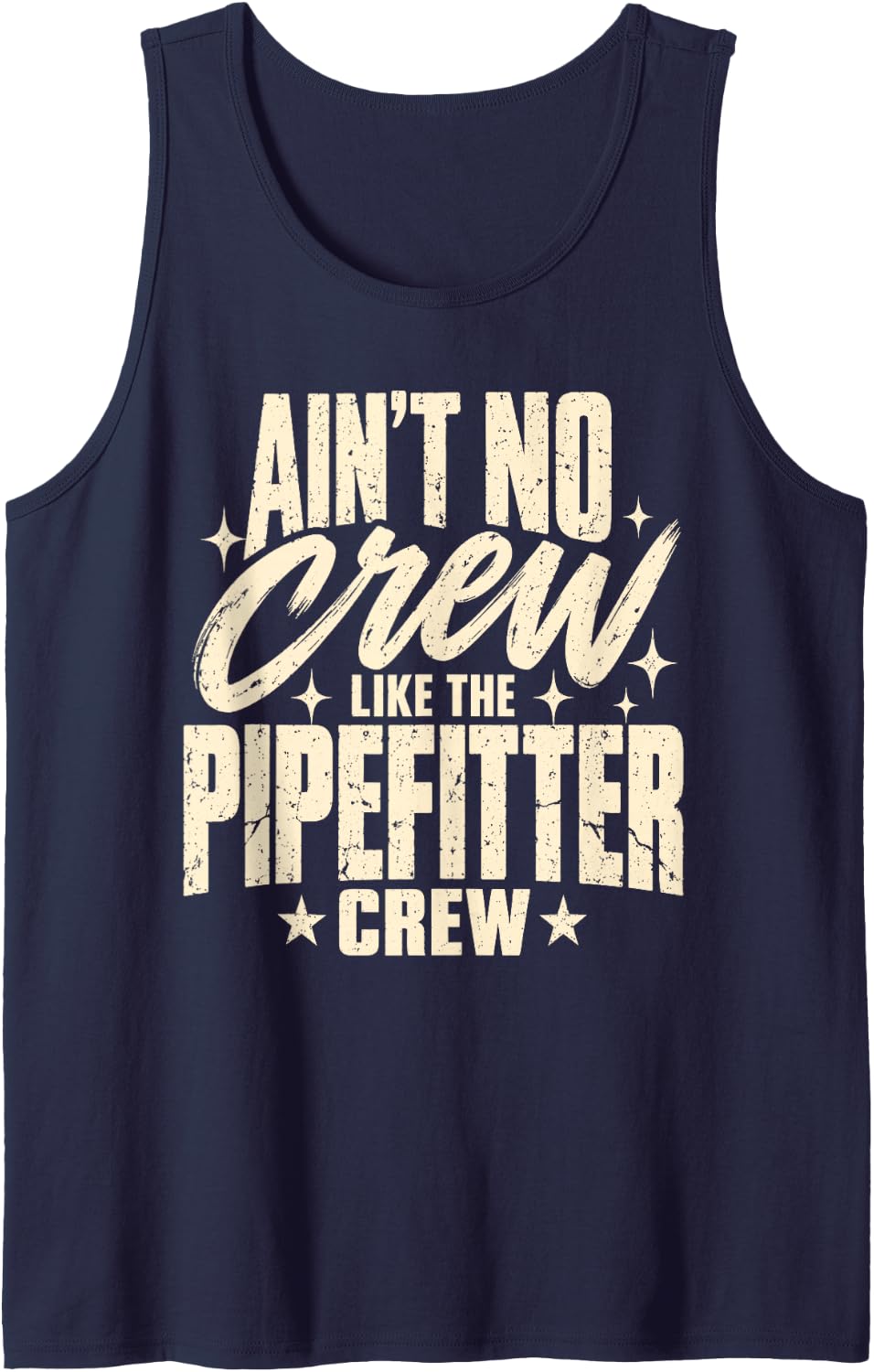 Ain't No Crew Like The Pipefitter Crew Sleeveless Tank Top - Navy Blue