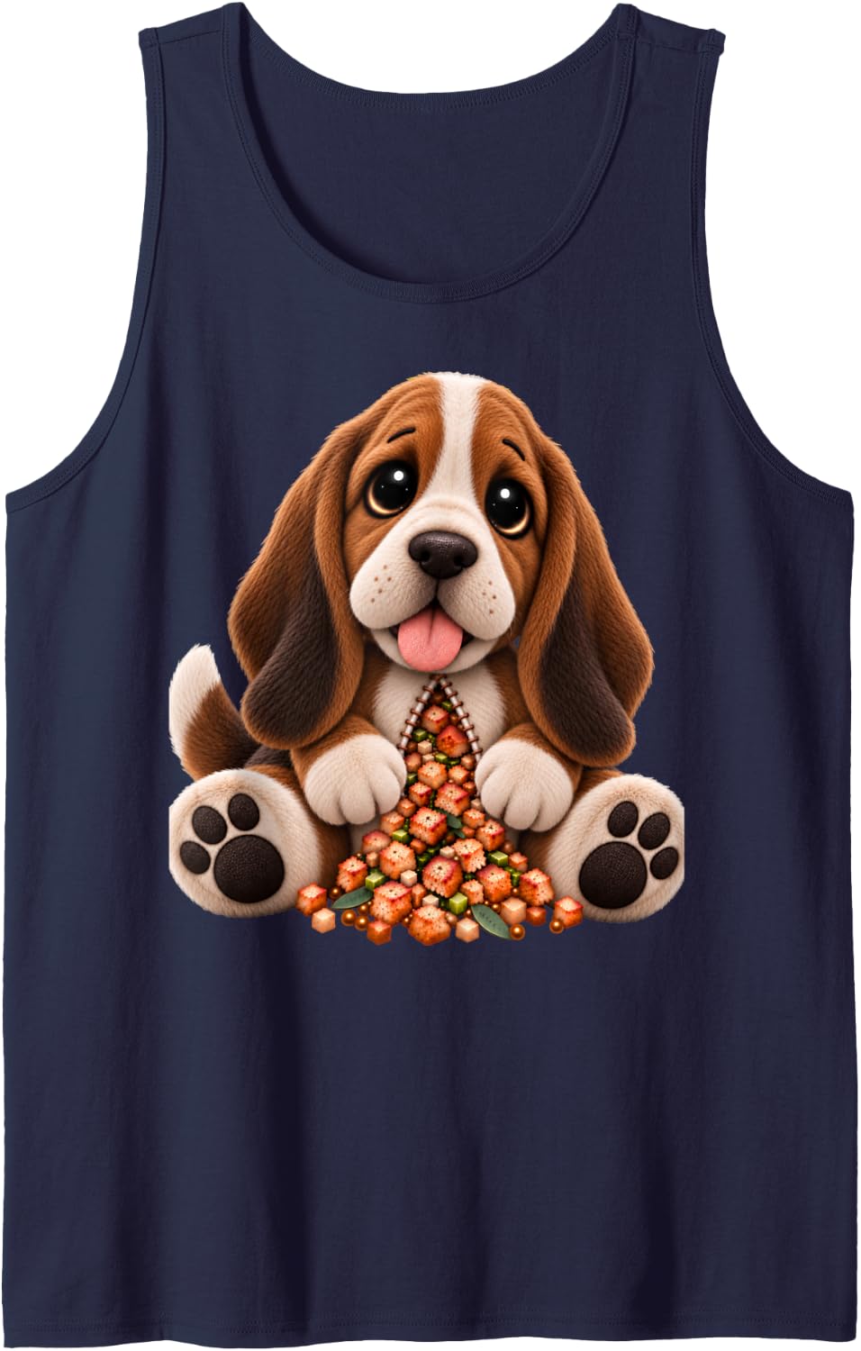 Basset Hound Stuffed Animal Toy Plush Plushie Funny Cute Sleeveless Tank Top - Navy Blue