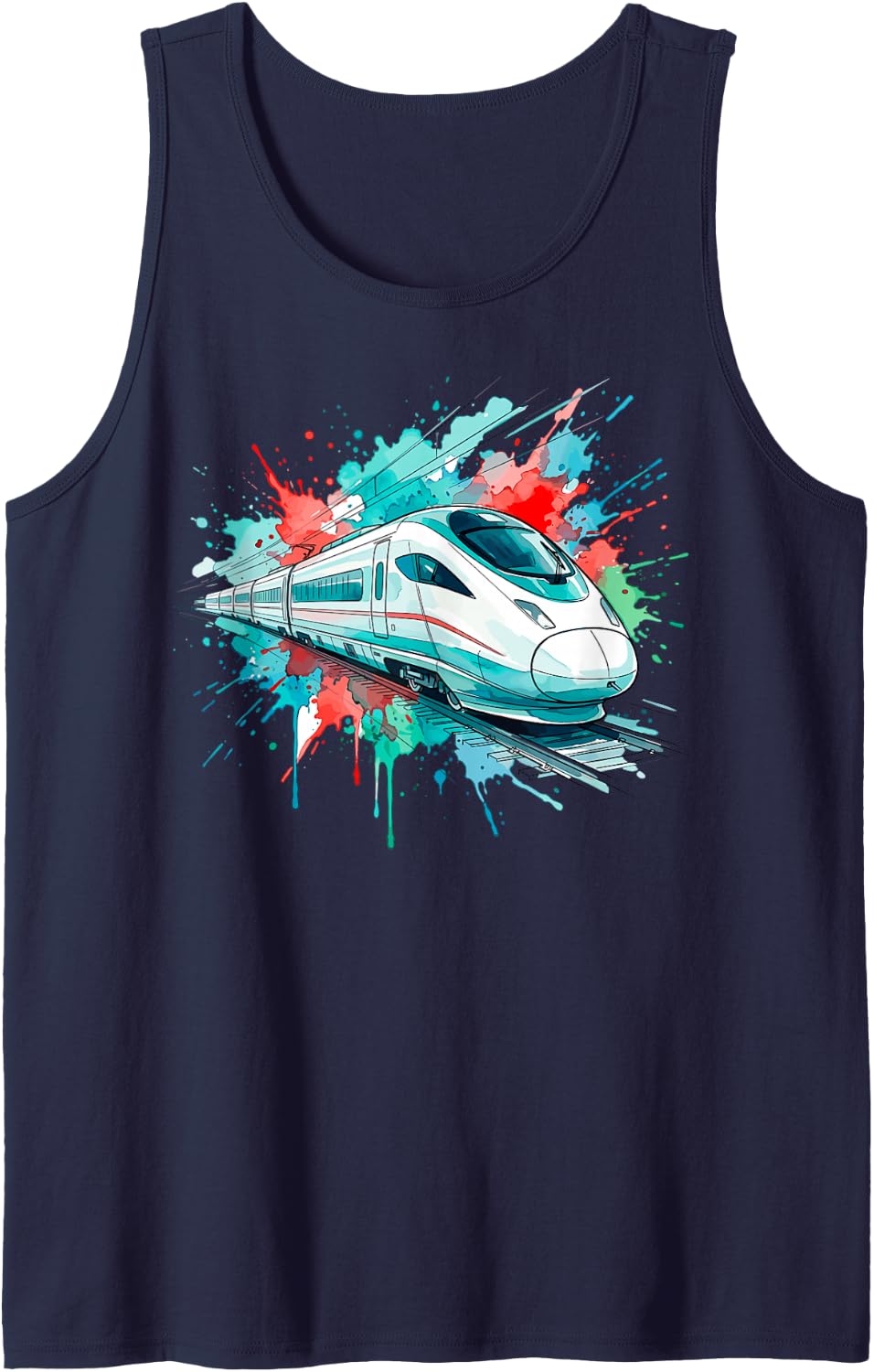 High Speed Train Railway Railroad Trains Lover Tee Tank Top - Navy Blue
