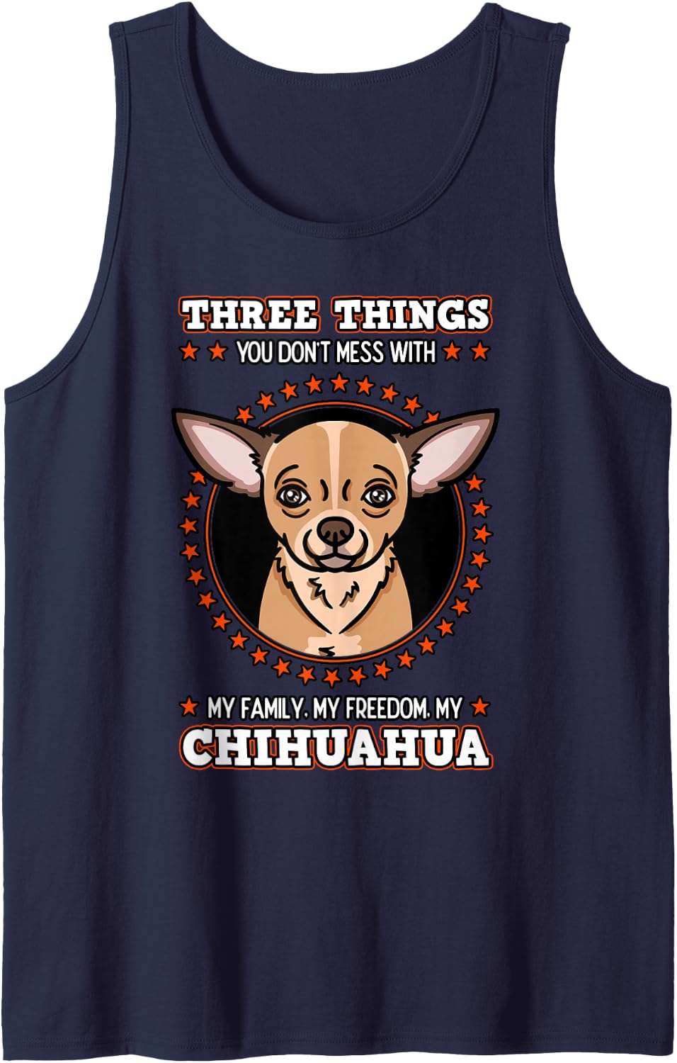 Chihuahua Pet Owner Don't Mess Dog Breed Sleeveless Tank Top - Navy Blue