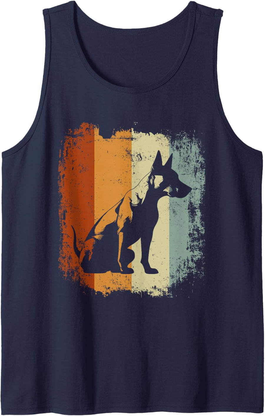 Retro Style Design Miniature Bull Terrier Dog Sleeveless Tank Top - Navy Blue