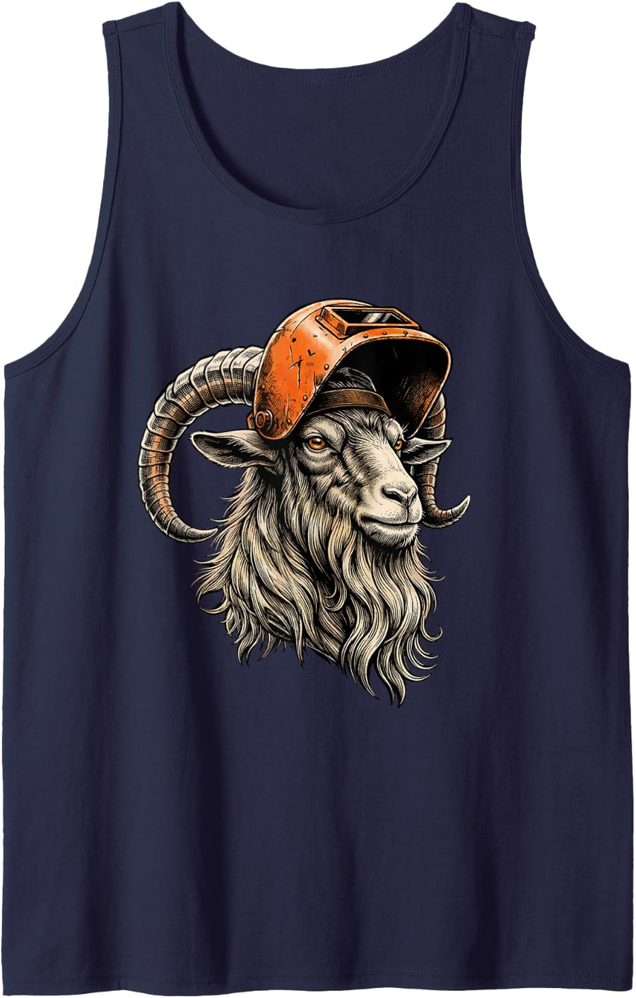 Welder Goat - Welding Metalworker Ironworker Tank Top - Navy Blue