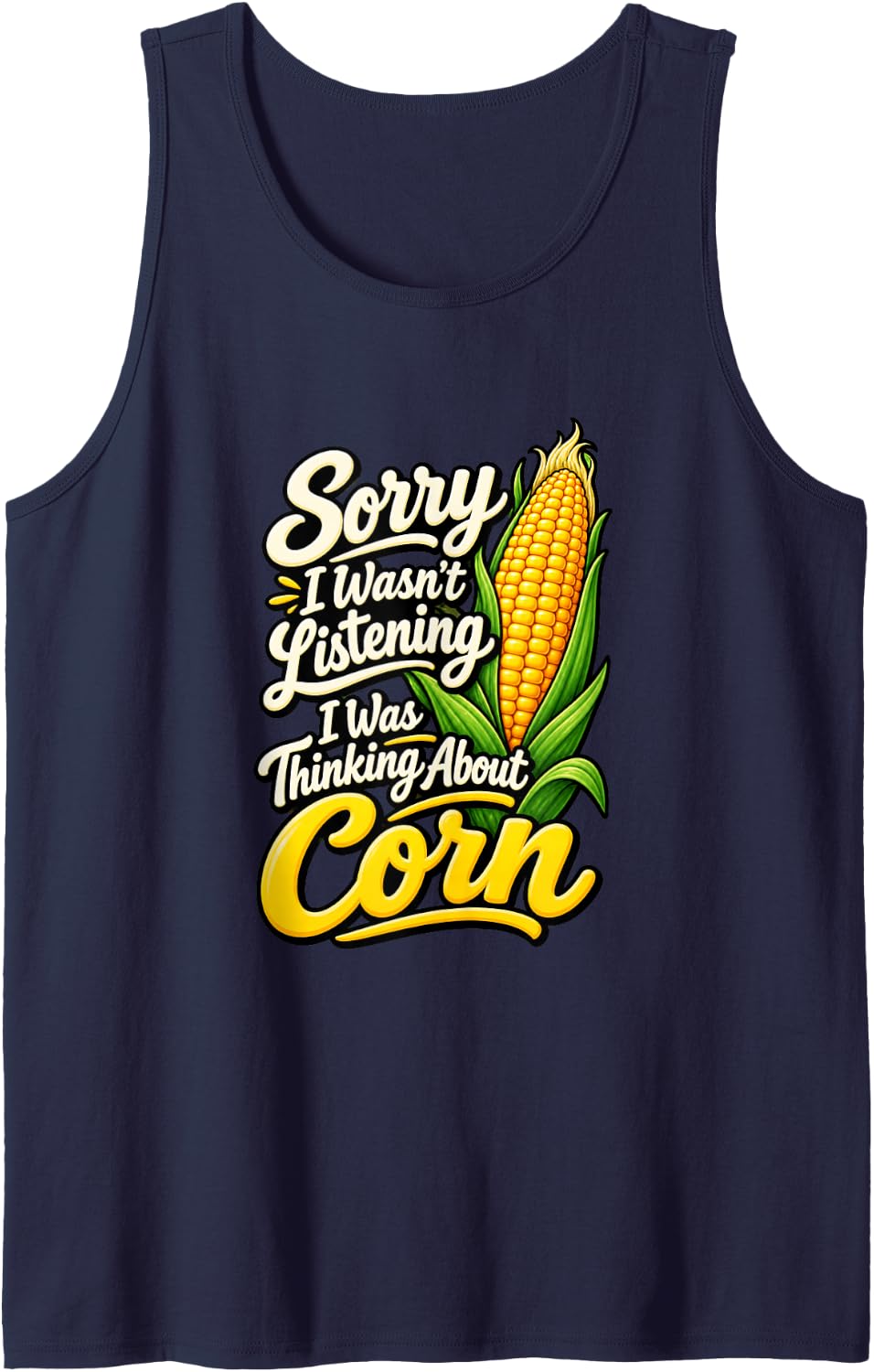 Corn on the Cob Funny Vegetable Gardener Farm Humor Tank Top - Navy Blue