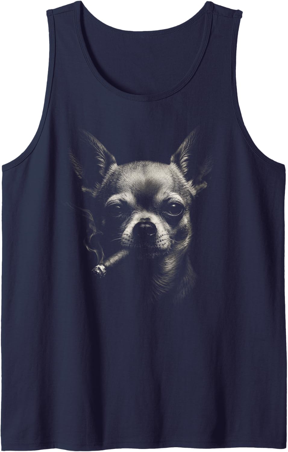 Funny Chihuahua Smoking Cigar Boss Chichi Dog Lover Tank Top - Navy Blue