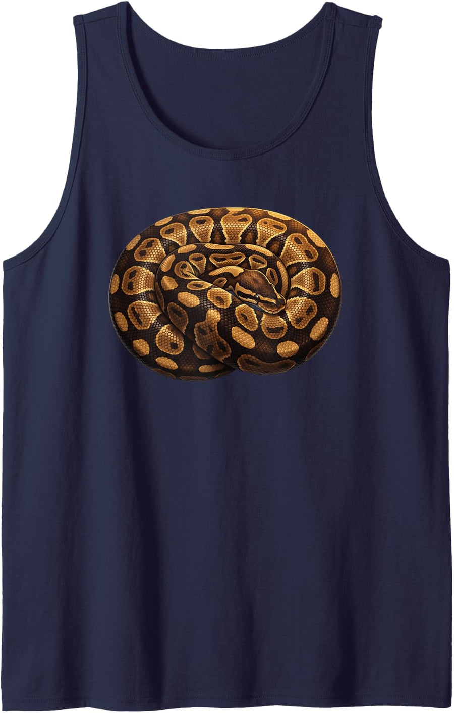 Realistic Ball Python Snake Art Reptile Lover Sleeveless Tank Top - Navy Blue