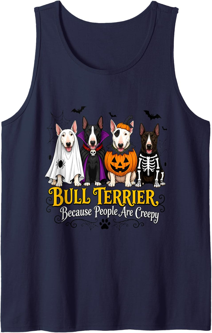 Bull Terrier Halloween Costume Party Fun Sleeveless Tank Top - Navy Blue