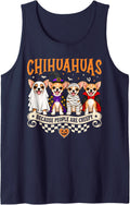 Chihuahuas Because People are Creepy Dog Halloween Costume Sleeveless Tank Top - Navy Blue
