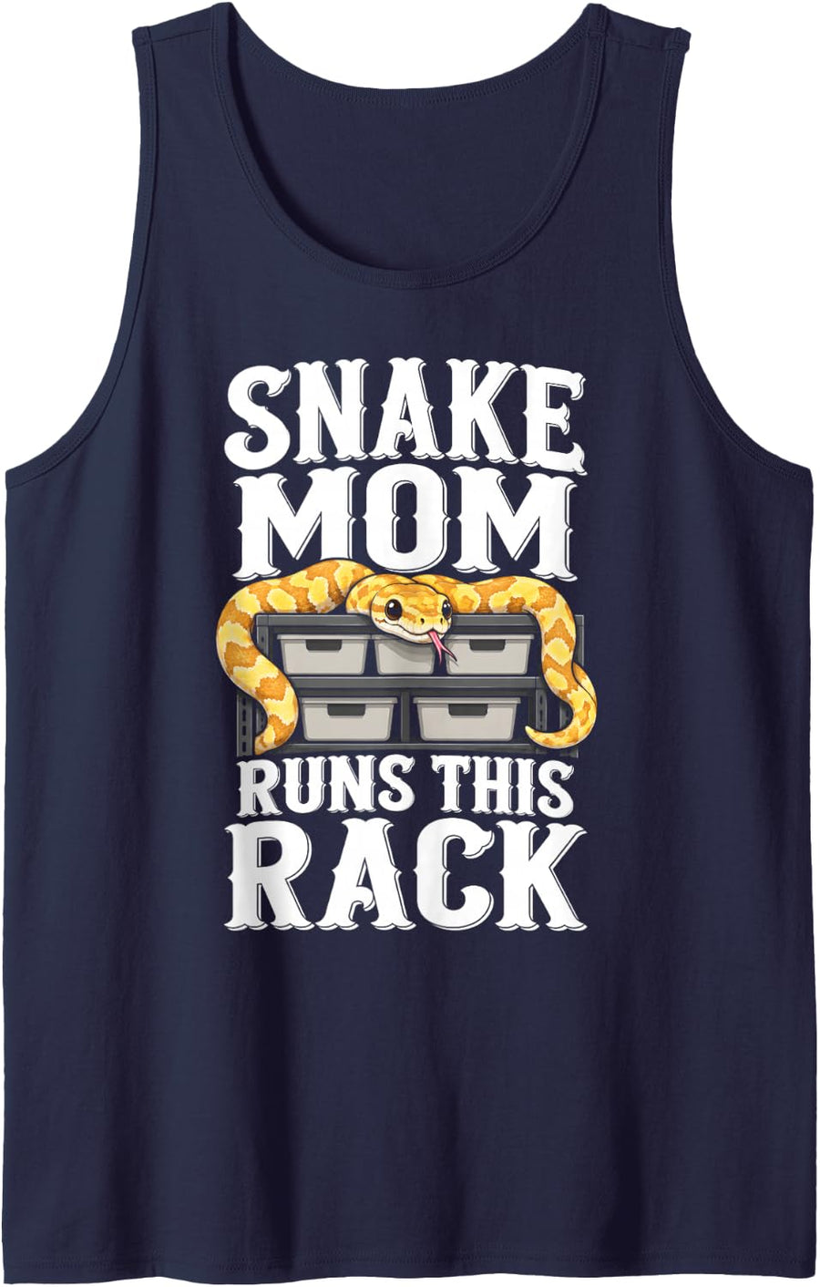 Banana Ball Python Snake Mom Runs This Rack Reptile Keeper Sleeveless Tank Top - Navy Blue