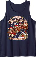 Funny Basset Hound Xmas Sleigh Dog Family Kids Cute Basset Sleeveless Tank Top - Navy Blue