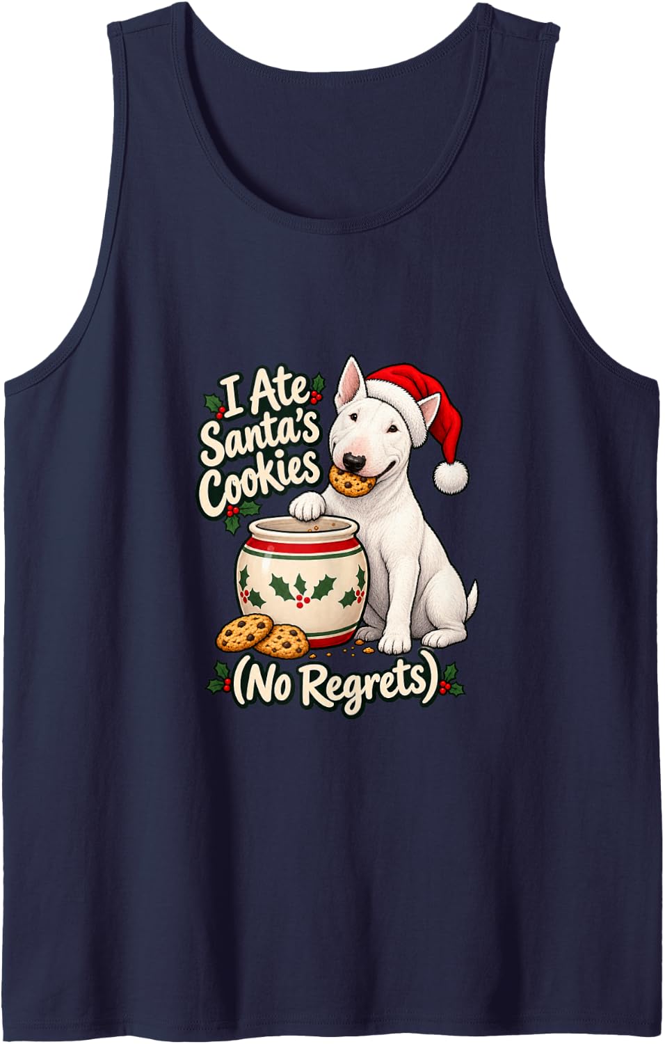 I Ate Santa's Cookies - Bull Terrier Christmas Xmas Dog Mom Sleeveless Tank Top - Navy Blue