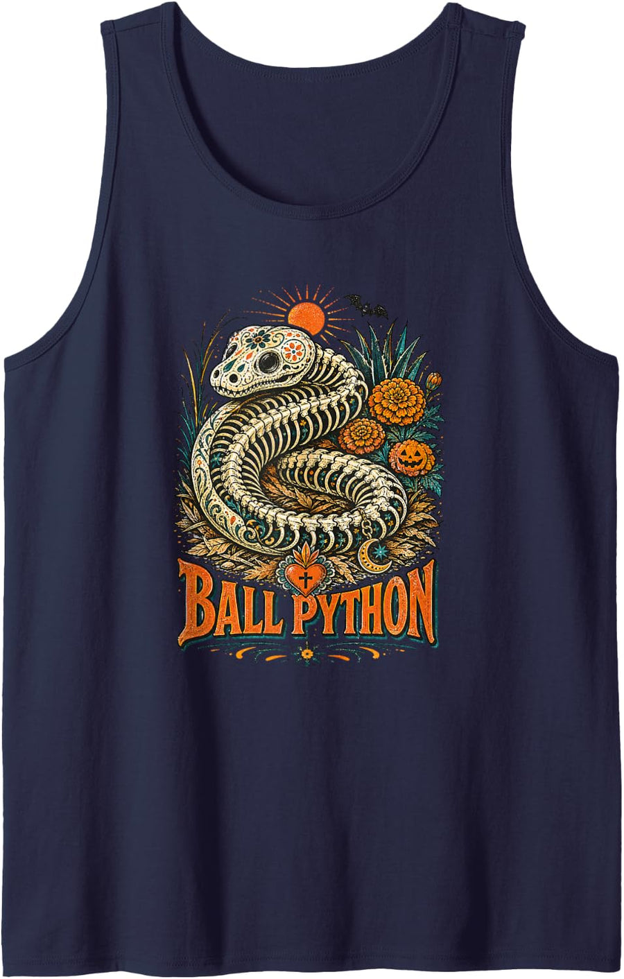 Ball Python Colorful Halloween Sleeveless Tank Top - Navy Blue