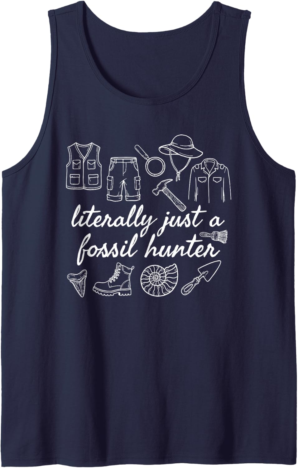 Fossil Hunting Paleontology Collector Hound Fossicker Sleeveless Tank Top - Navy Blue