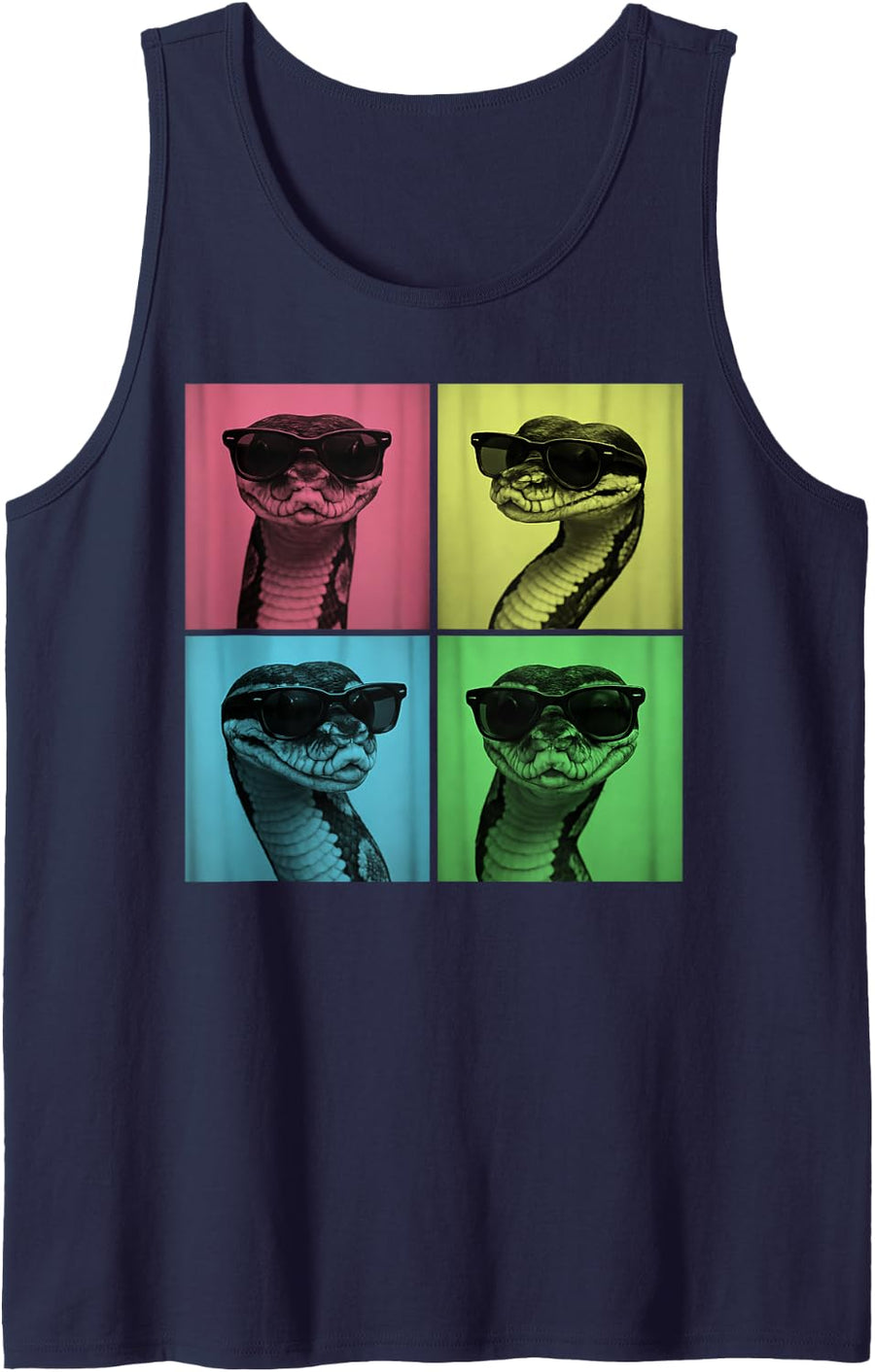 Ball Python Pop Art Funny Snake Lover Photo Booth Tank Top - Navy Blue