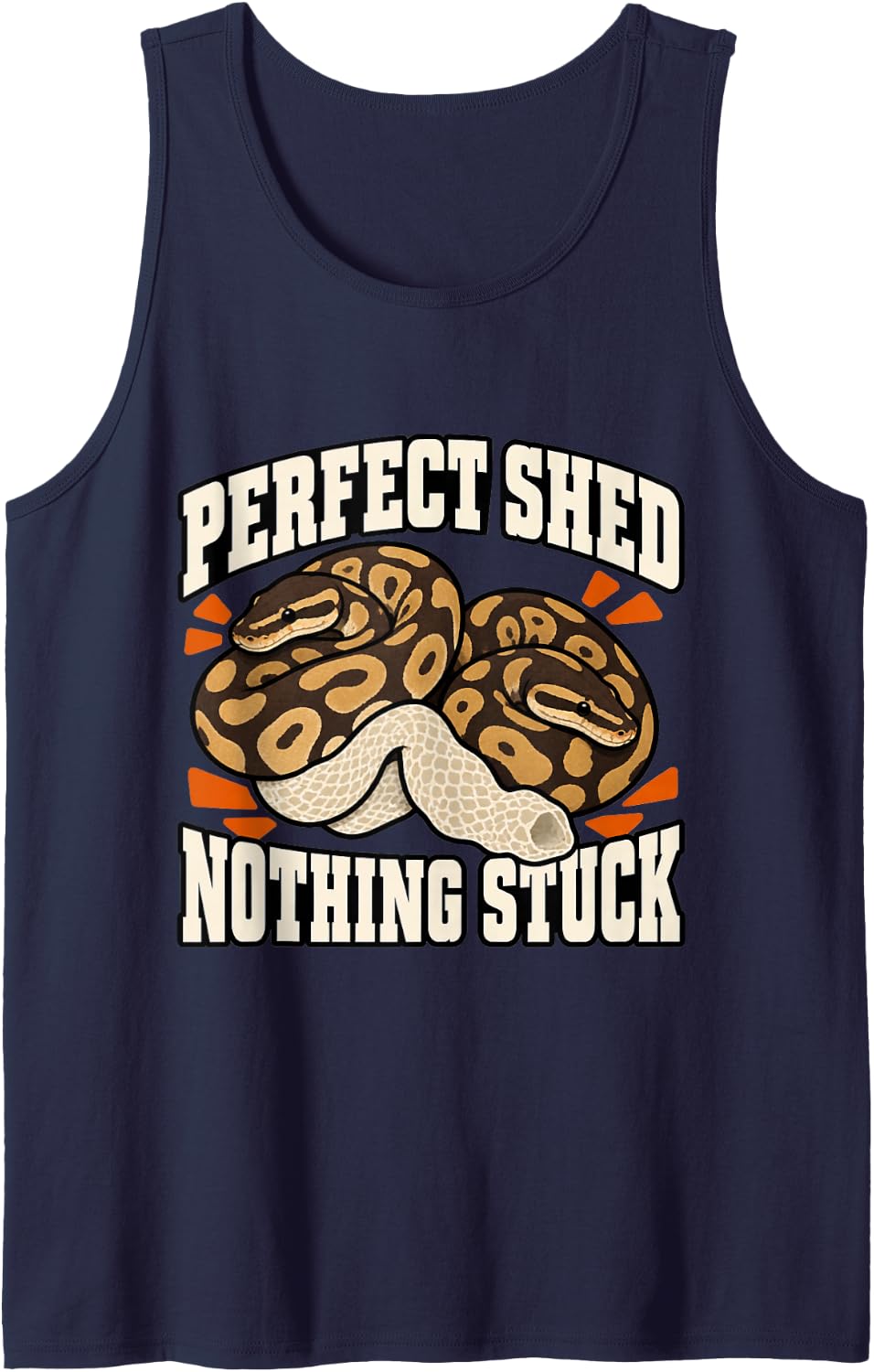 Ball Python Perfect Shed Nothing Stuck Snake Lover Reptile Sleeveless Tank Top - Navy Blue