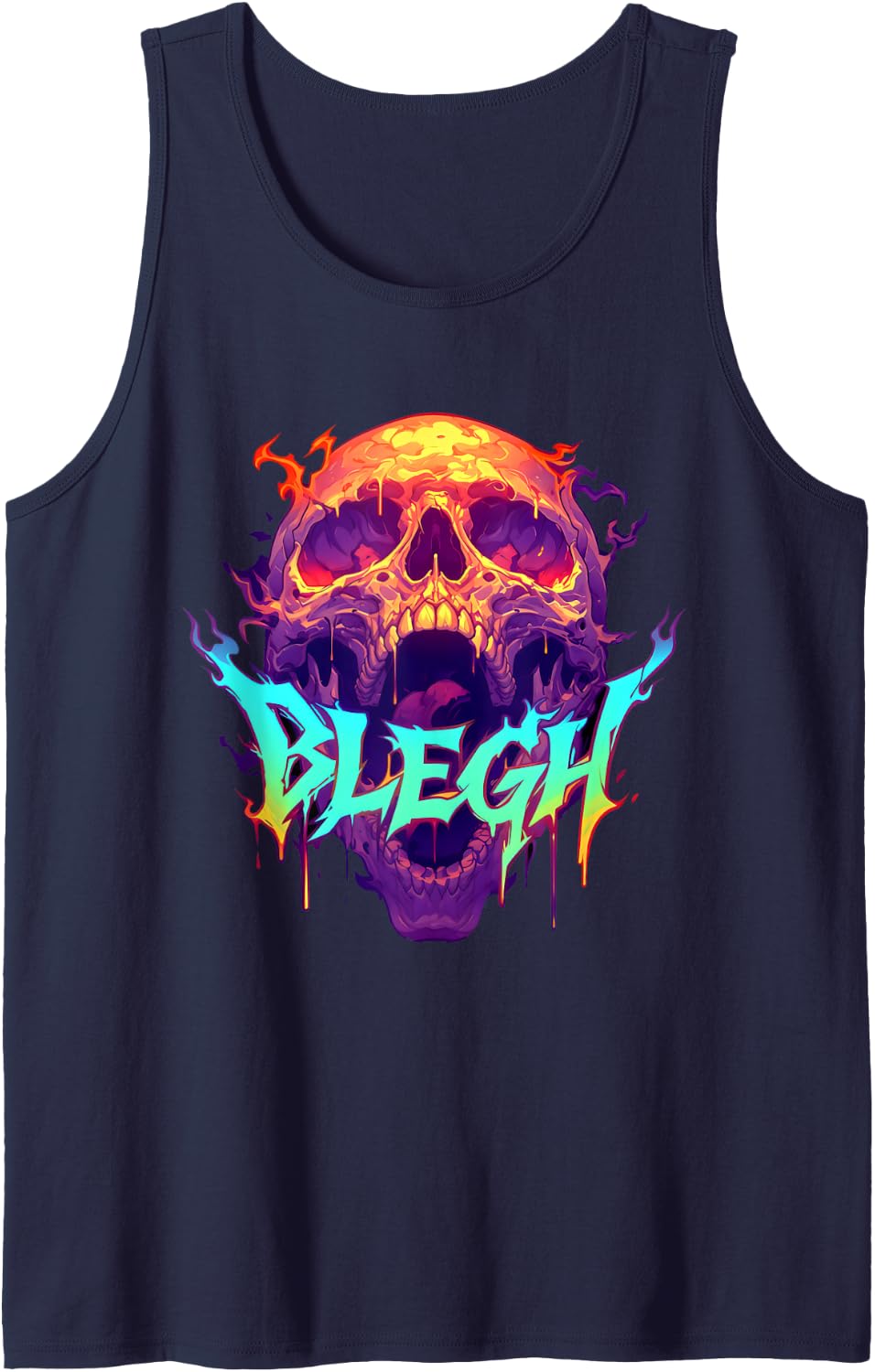 Blegh | Heavy Hardcore Metal Music | Metalcore Scream Tank Top - Navy Blue