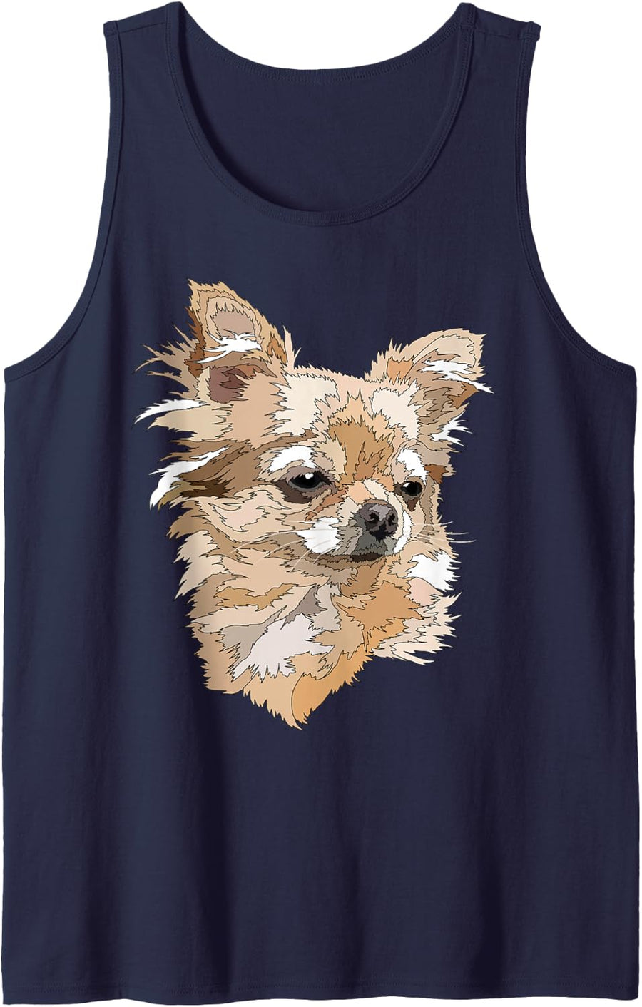 Chihuahua Long Hair Funny Chihuahua Long Haired Chiwawa Dog Sleeveless Tank Top - Navy Blue