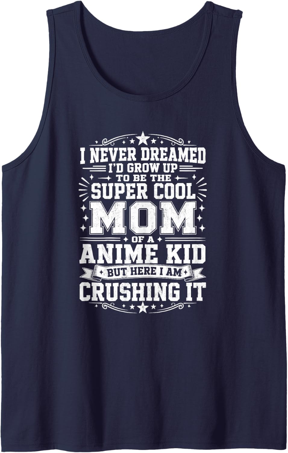 Anime Mom Funny Otaku Mother Cool Anime Kid Parent Quote Sleeveless Tank Top - Navy Blue
