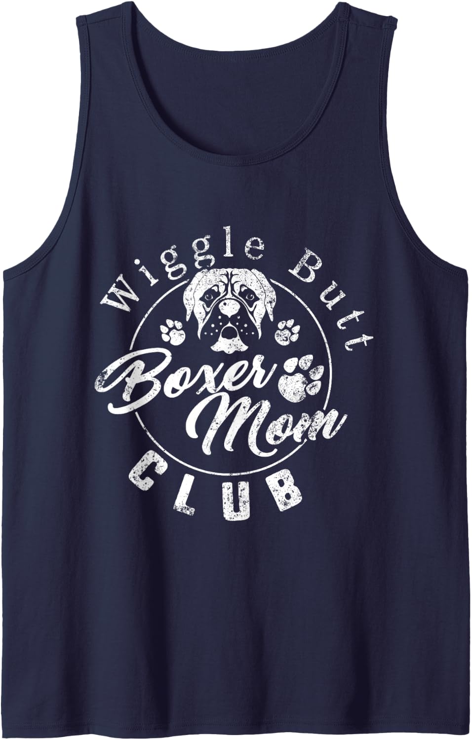 Wiggle Butt Boxer Mom Club Boxer Dog Mom Dog Dad Women Girls Tank Top - Navy Blue