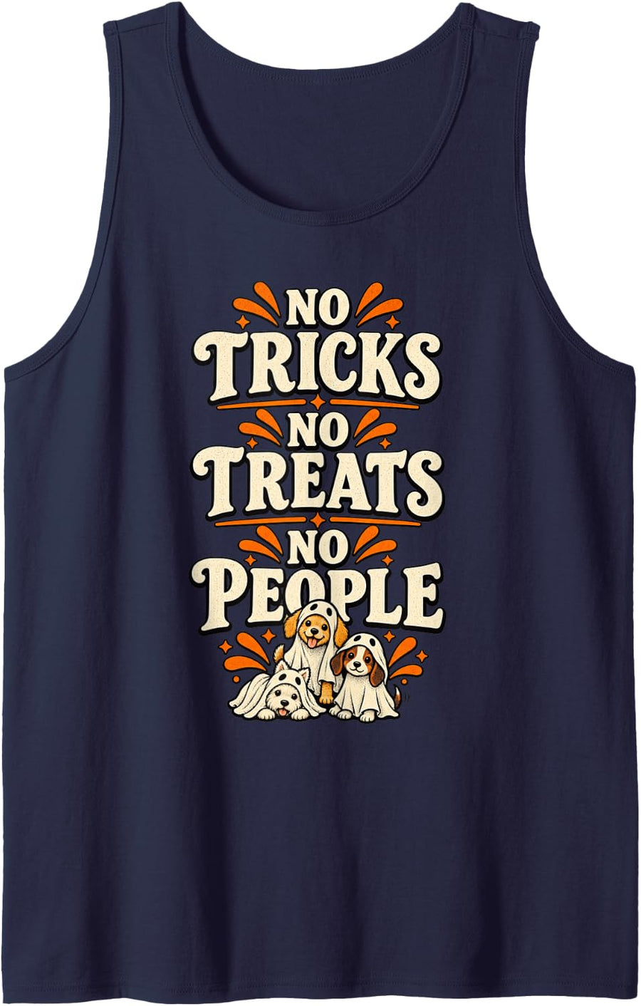 Retro Halloween Dog Lover Spooky Humor Tank Top - Navy Blue