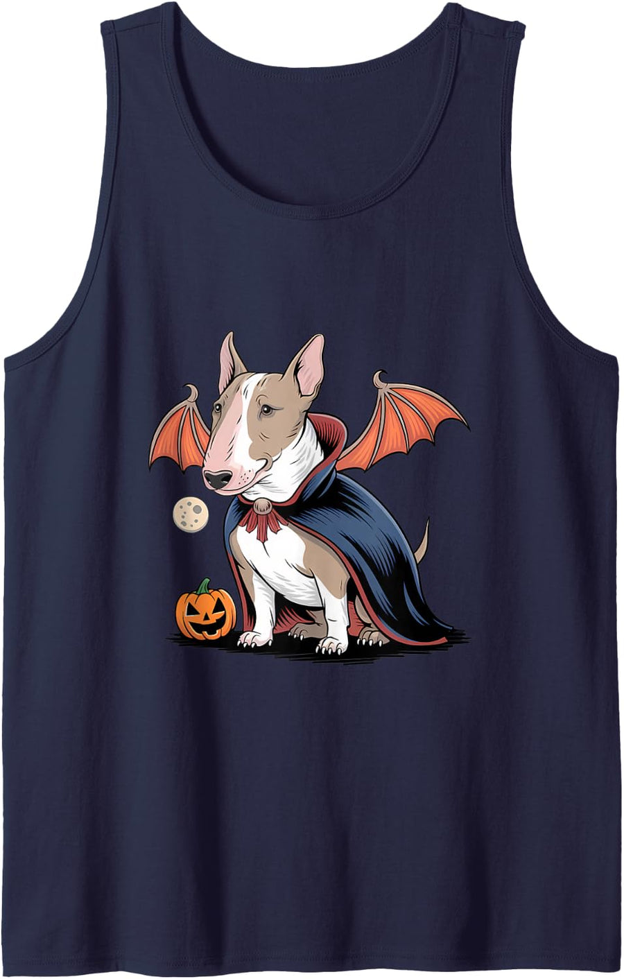 Halloween Bull Terrier Dracula Costume Dog Lover Sleeveless Tank Top - Navy Blue
