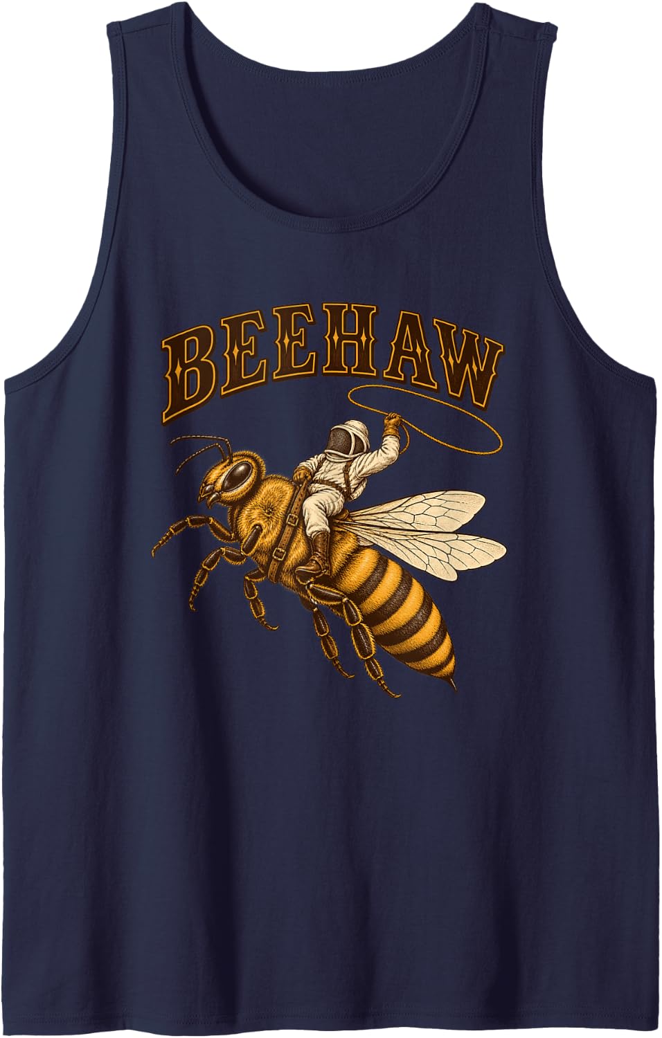 Beekeeper Beekeeping Honey Bee Cowboy Farm Life Beehaw Sleeveless Tank Top - Navy Blue