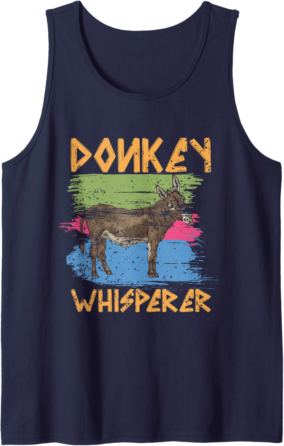 Retro Farmer Farm Animal Donkey Sleeveless Tank Top - Navy Blue