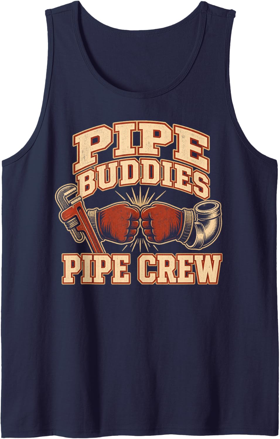 Pipe Buddies Pipe Crew Plumbing Sleeveless Tank Top - Navy Blue