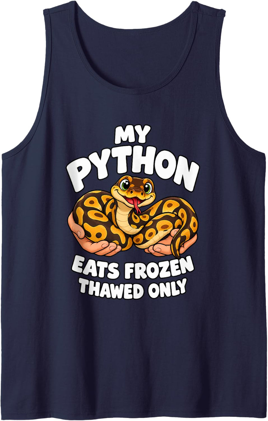 My Python Eats Frozen Thawed Only Sleeveless Tank Top - Navy Blue