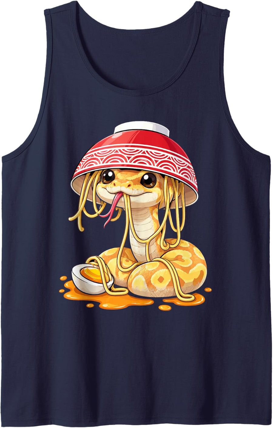 Ball Python Snake Lover Noodles Banana Ball Python Sleeveless Tank Top - Navy Blue
