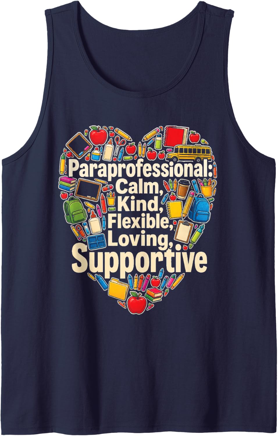 Paraprofessional Calm Kind Flexible Loving Supportive Sleeveless Tank Top - Navy Blue