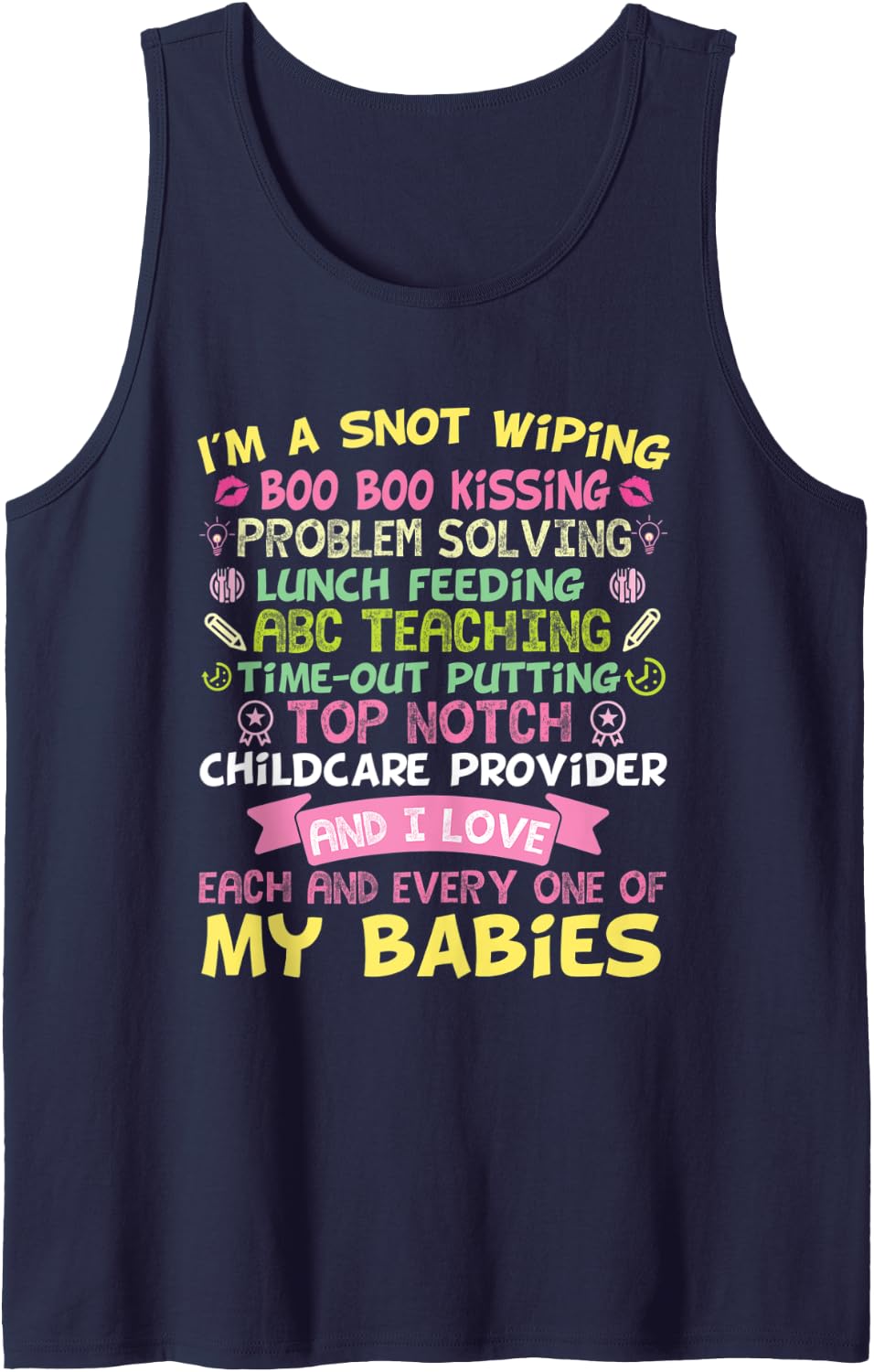 I Love Every One Of My Babies Daycare Provider Pre-K Teacher Tank Top - Navy Blue