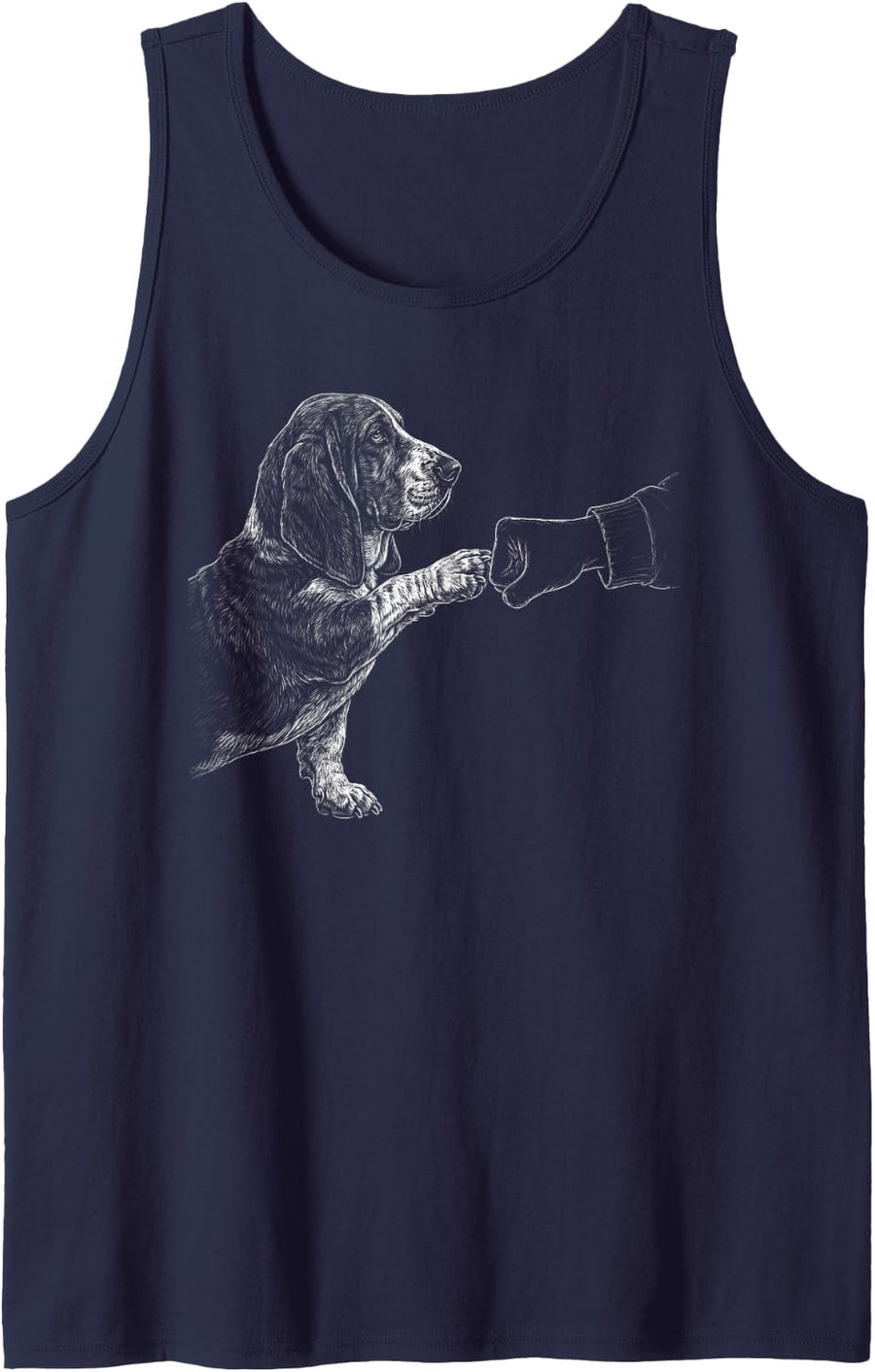 Basset Hound Fist Bump Dog Owner Friendship Men Women Sleeveless Tank Top - Navy Blue