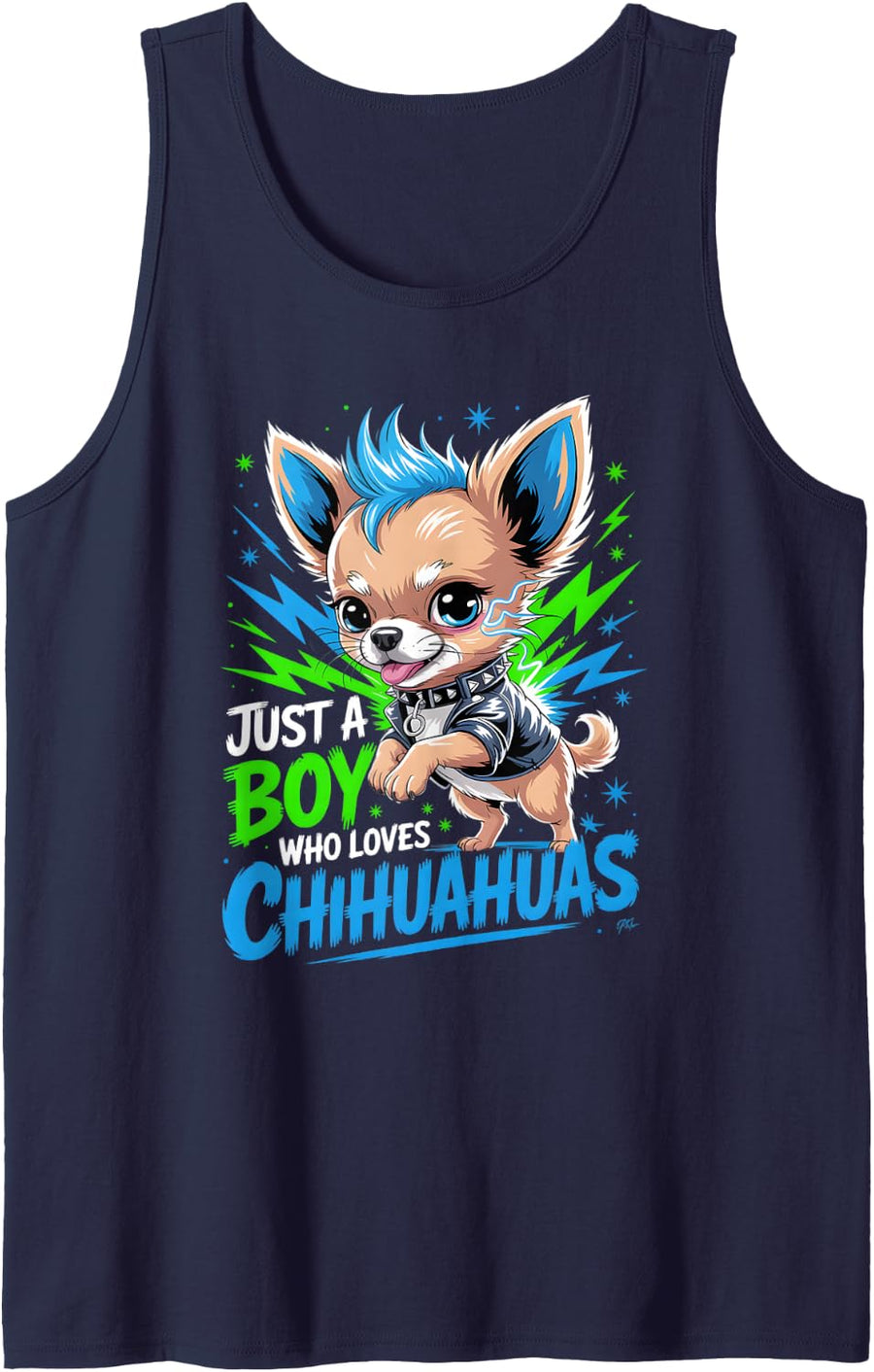 Boys Chihuahua Sleeveless Tank Top - Navy Blue