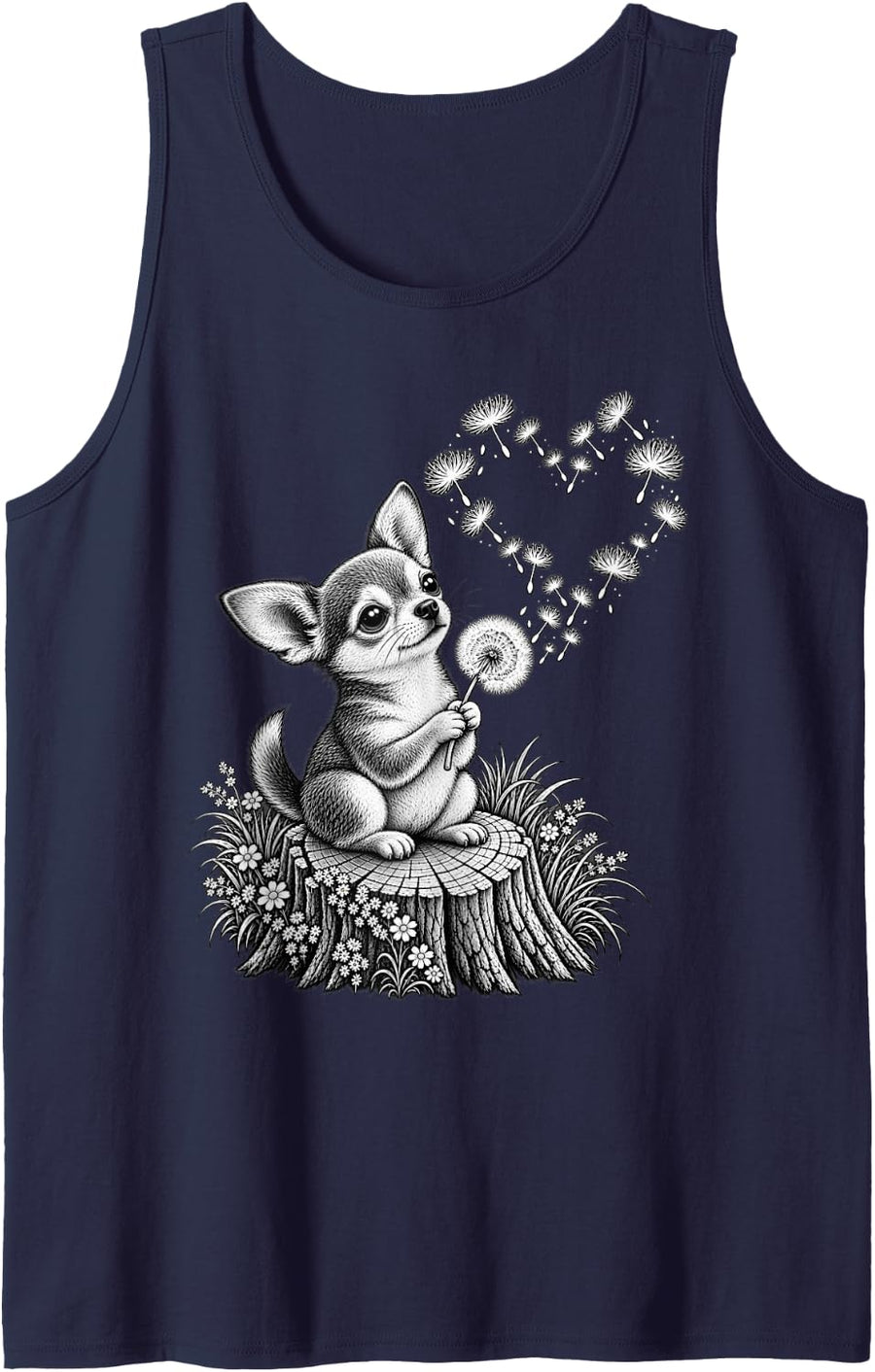 Chihuahua Animal Art Portrait Wildlife Forest Men Women Kids Sleeveless Tank Top - Navy Blue