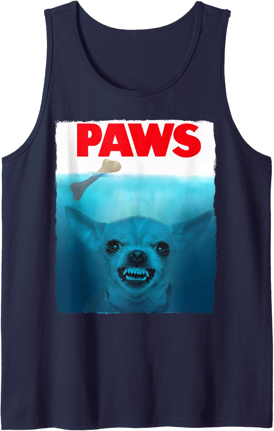 Chihuahua Dog Paws Cute Movie Poster Pet Funny Sleeveless Tank Top - Navy Blue