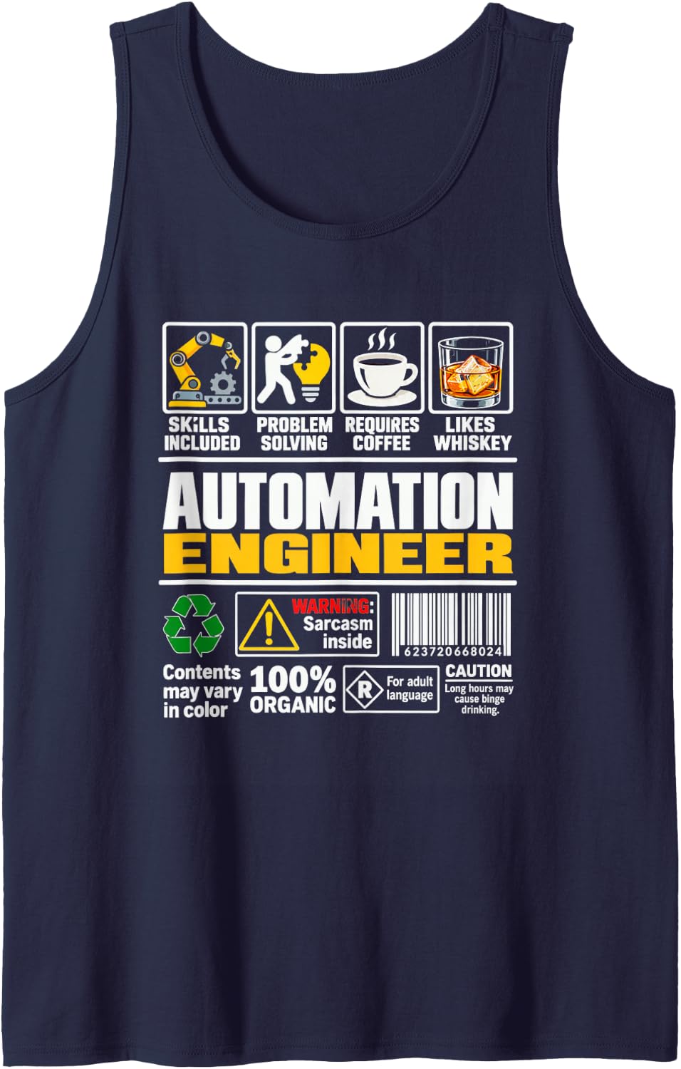 Automation Engineer Robotics Problem Solving Sarcasm Whiskey Sleeveless Tank Top - Navy Blue