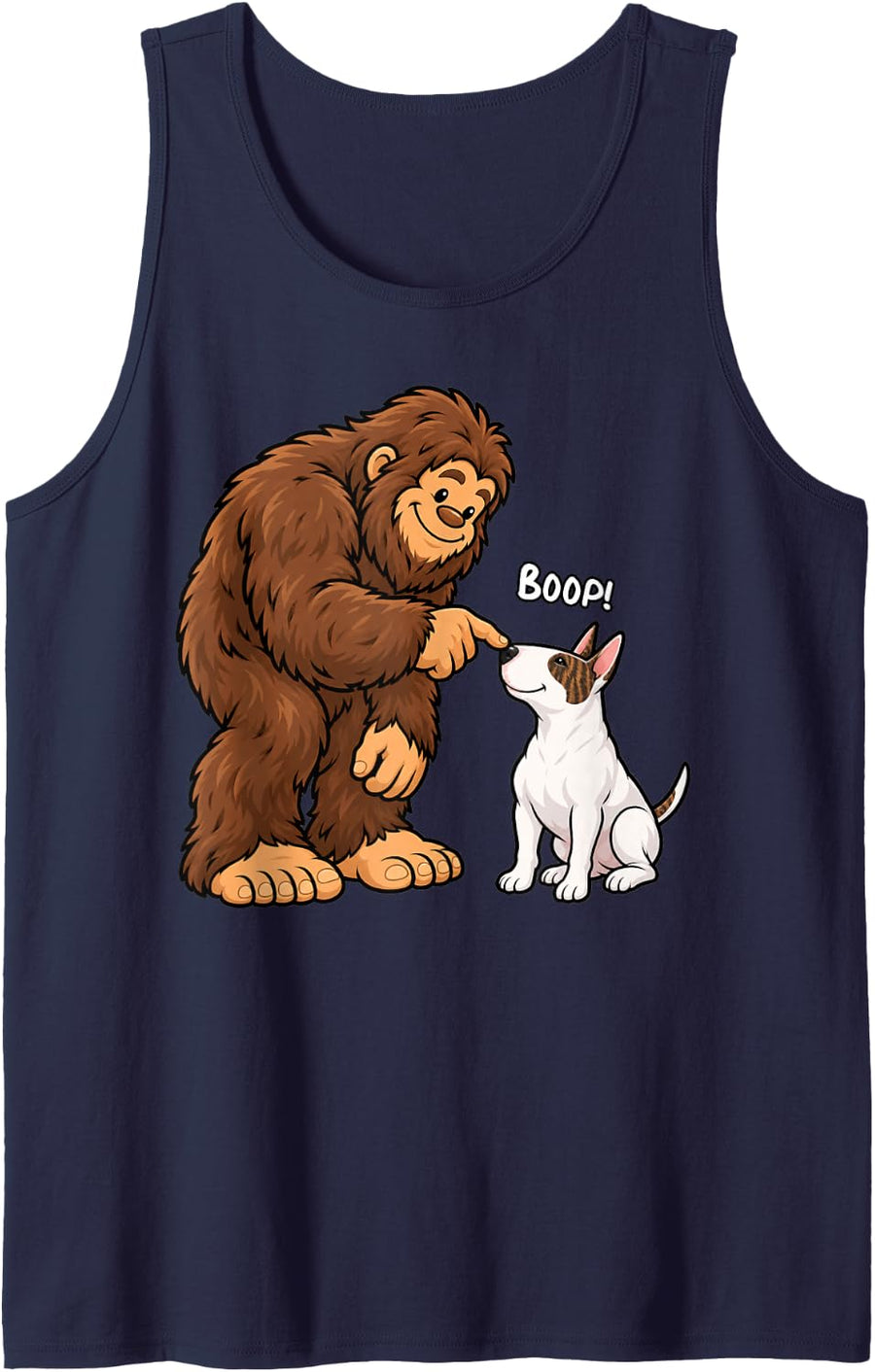 Bigfoot Boop Bull Terrier Funny Dog Lover Sleeveless Tank Top - Navy Blue