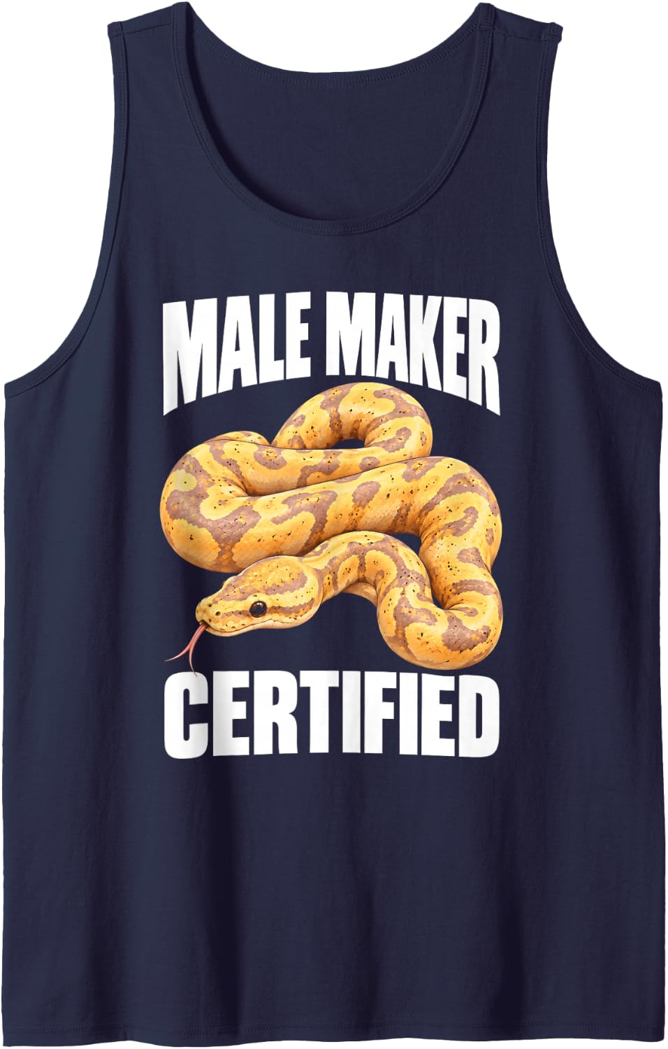 Banana Ball Python Male Maker Certified Reptile Breeder Sleeveless Tank Top - Navy Blue