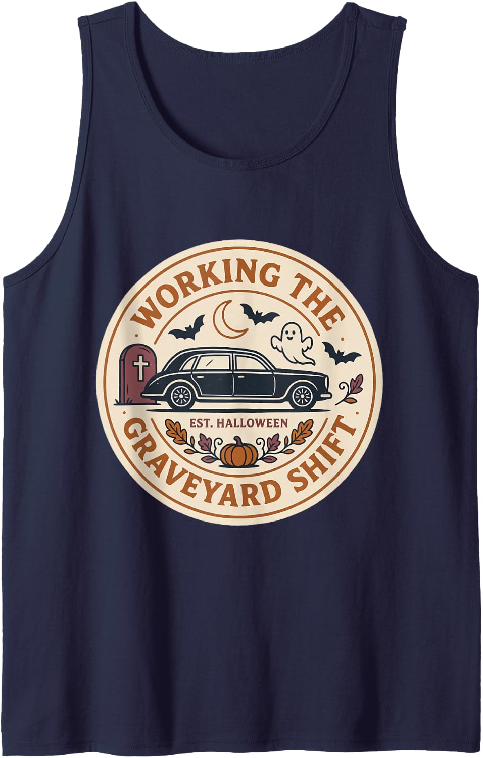 Halloween Funeral Director Sleeveless Tank Top - Navy Blue