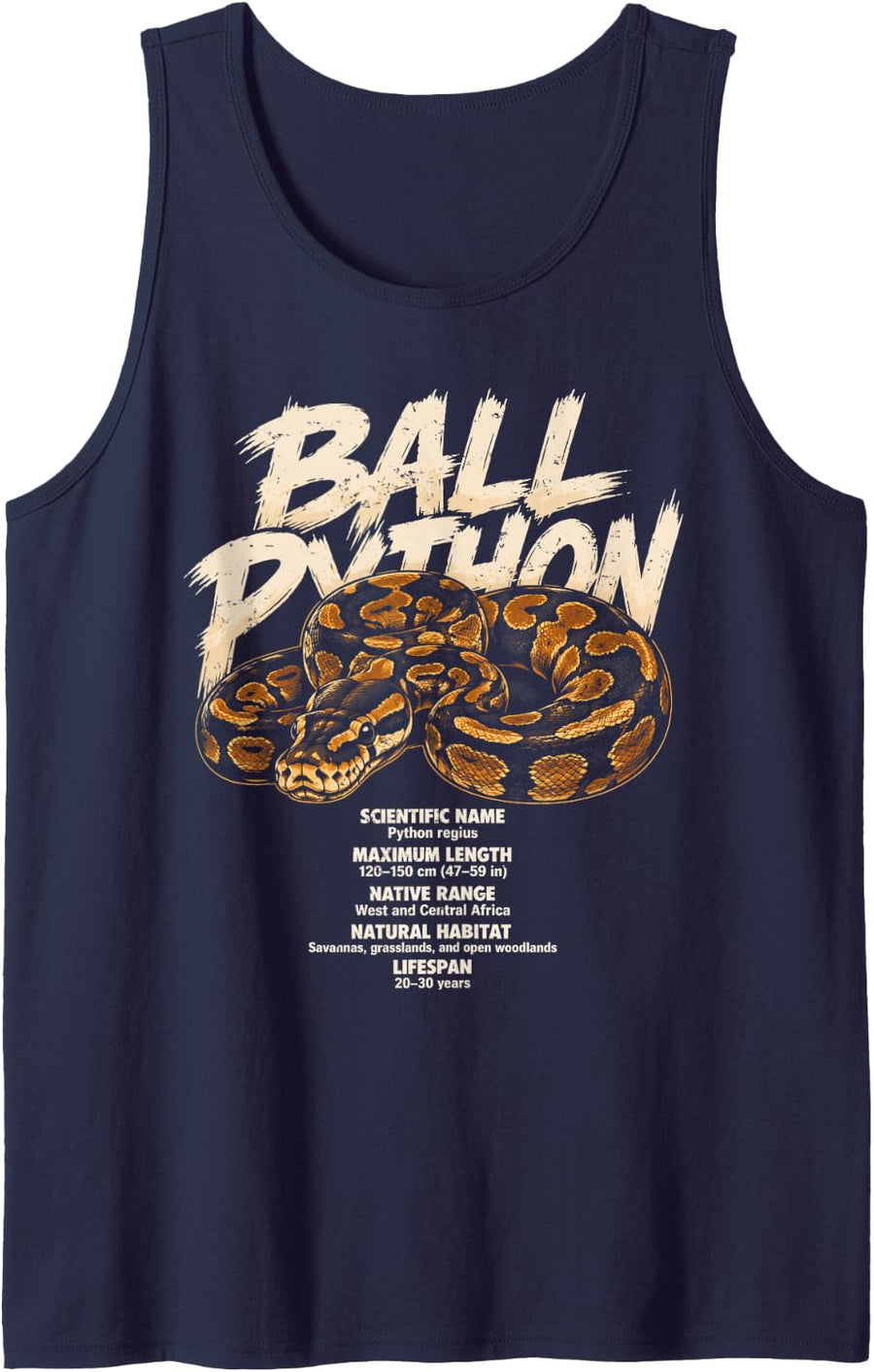 Ball Python Facts Reptile Snake Lover Sleeveless Tank Top - Navy Blue