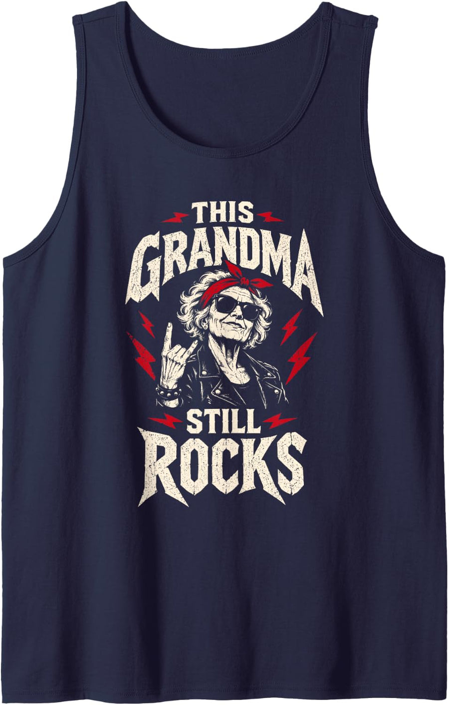 This Grandma Still Rocks Funny Heavy Metal Granny Sleeveless Tank Top - Navy Blue