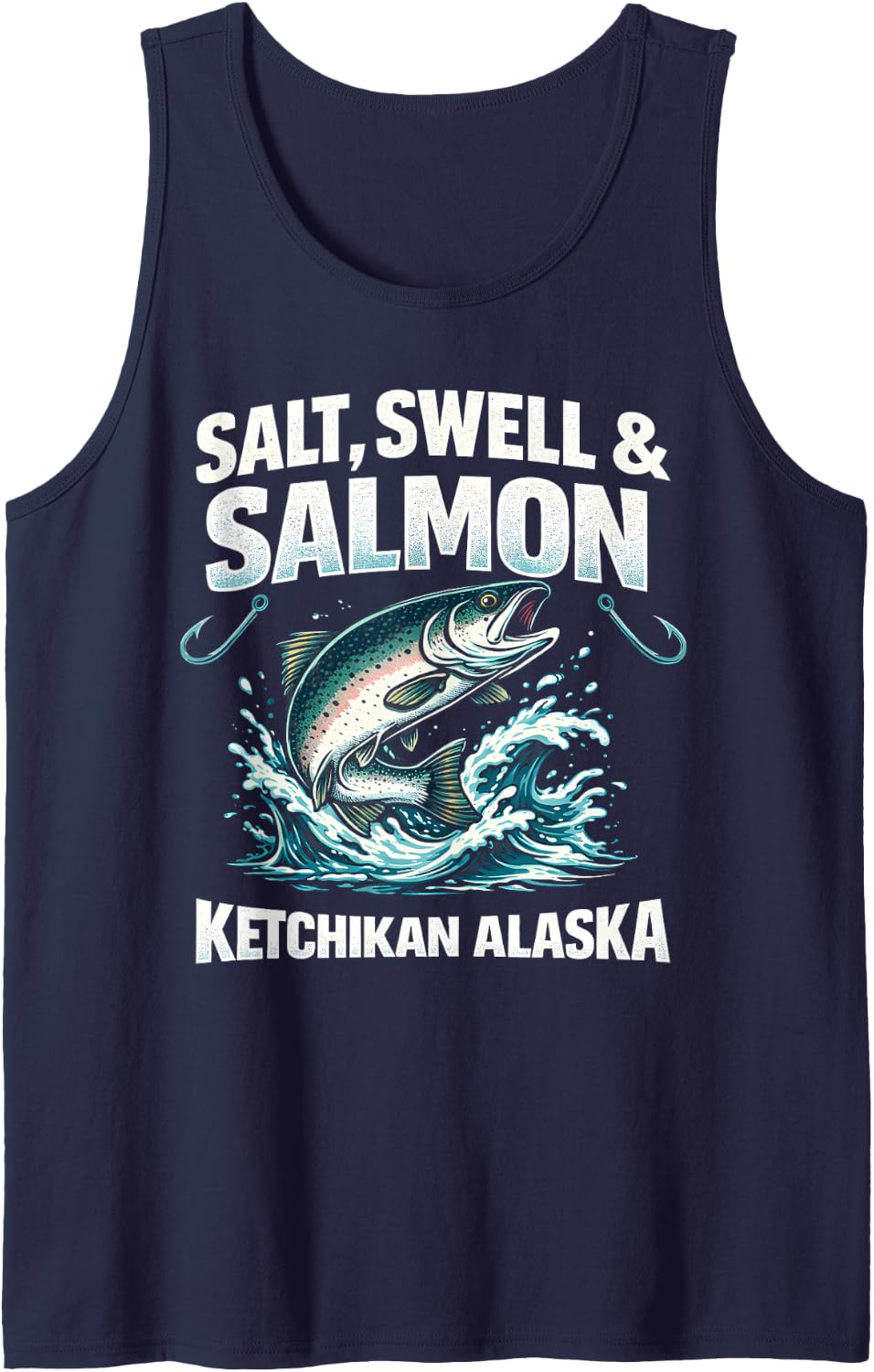 Ketchikan Alaska Salmon Fishing Under Pressure Wildest Sleeveless Tank Top - Navy Blue