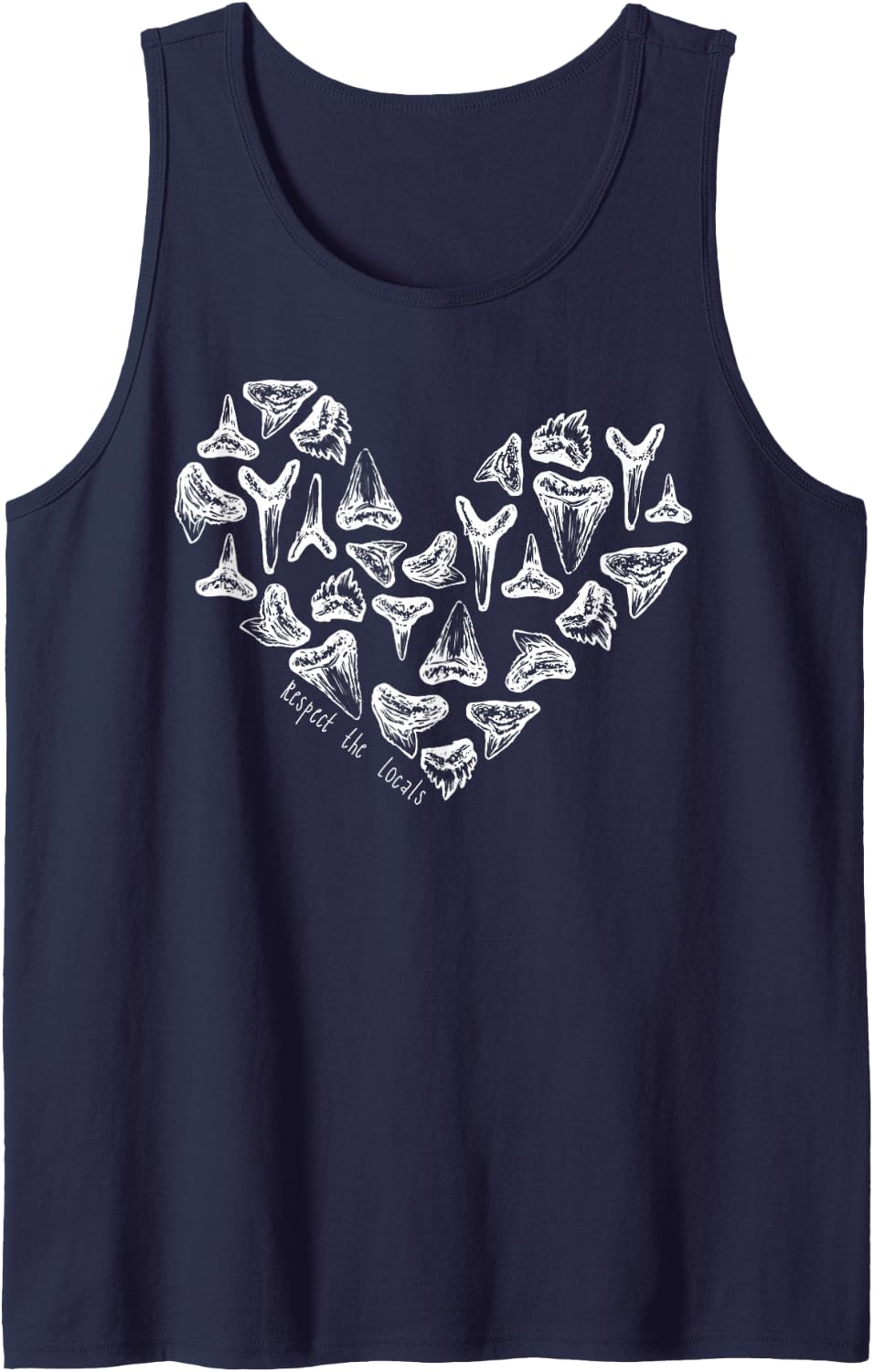 Types of Sharks Tooth Heart Marine Biology Fossil Collector Sleeveless Tank Top - Navy Blue