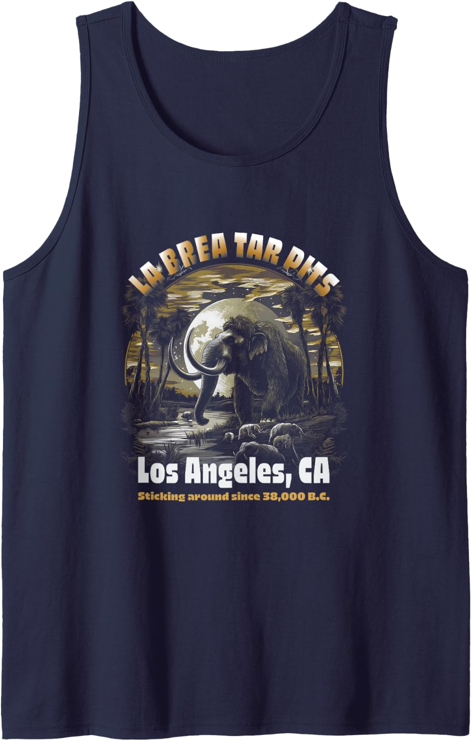 Los Angeles La Brea Tar Pits Columbian Mammoth Tank Top - Navy Blue